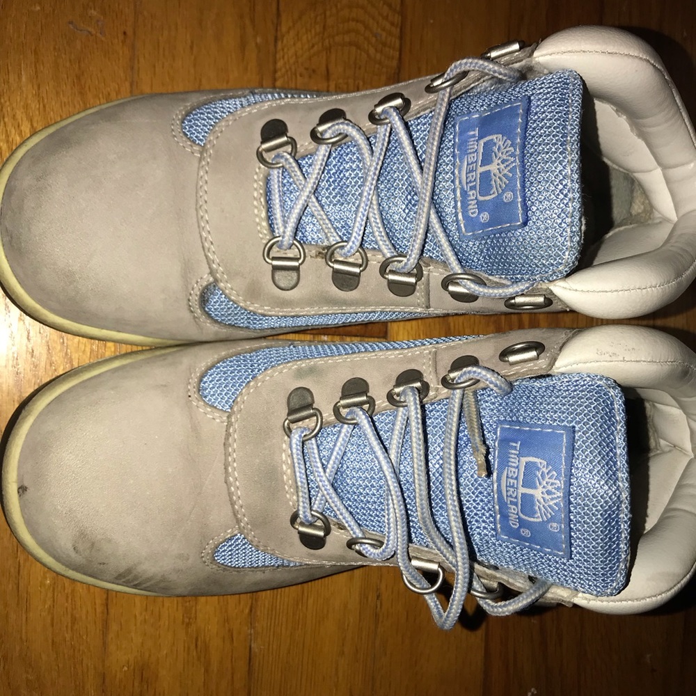 Timberlands (grey and blue) snow boots